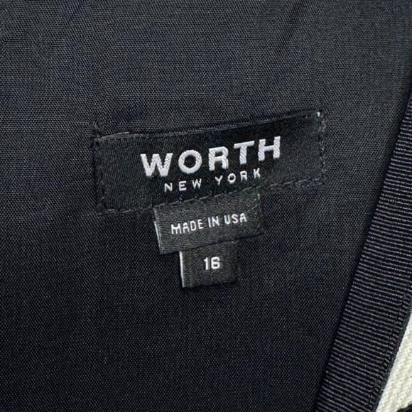 WORTH Houndstooth Wool Flannel Short Sleeve Shift Dress Mod Dark Academia Sz 16 - Picture 7 of 8